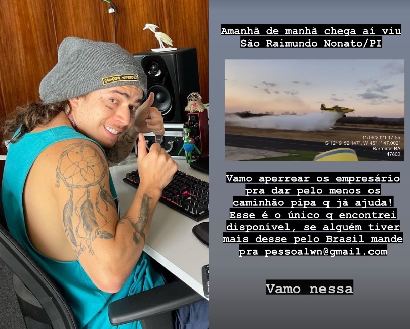 Whindersson Nunes envia avião para combater incêndio no Piauí