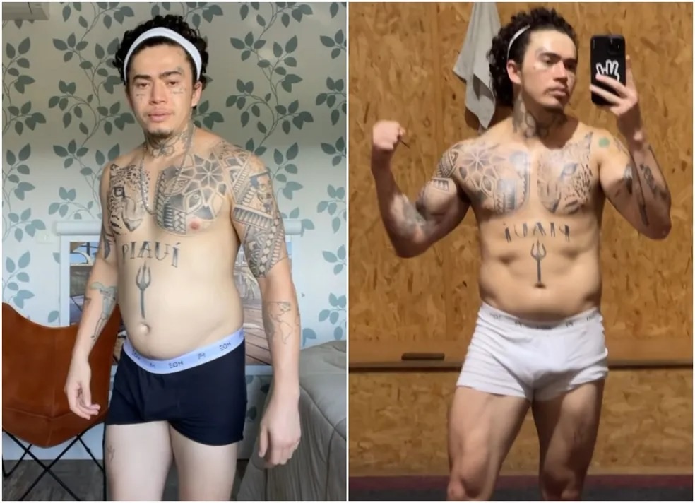 Whindersson Nunes mostra barriga trincada após perda de peso para luta de box
