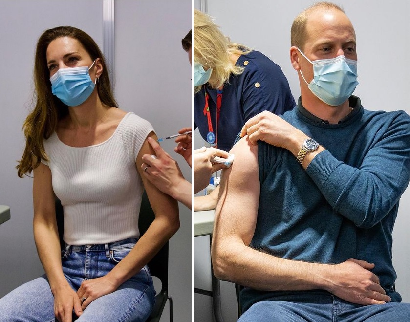 Boa forma de Kate Middleton e príncipe William rouba a cena em vacinação