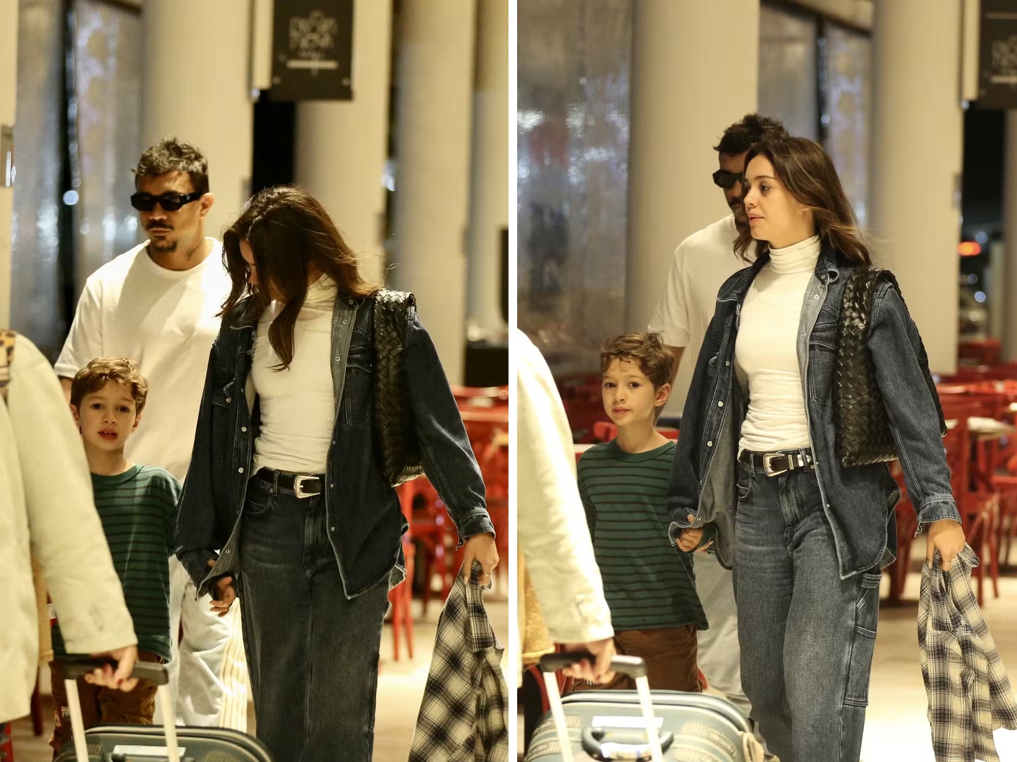 Sophie Charlotte é clicada com Xamã e filho em aeroporto
