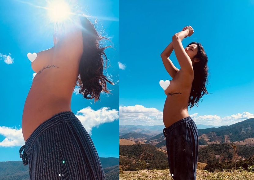 Grávida, Yanna Lavigne reposta foto de topless após censura do Instagram