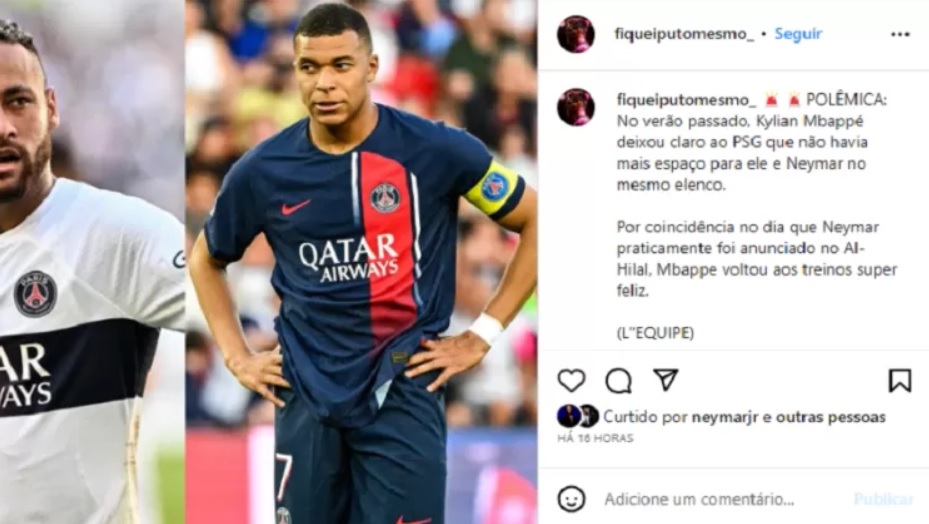 Neymar curte post insinuando que Mbappé forçou sua saída do PSG