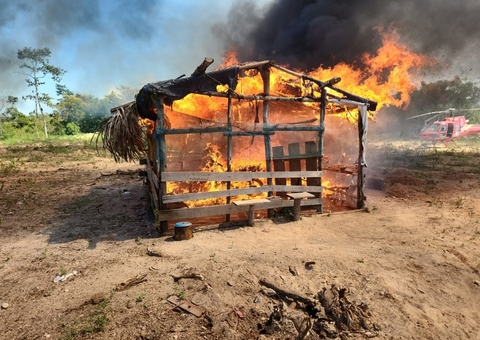 PF destrói garimpo ilegal que devastou área indígena equivalente a 118 campos de futebol