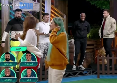 Bruno, Thomaz, André e Vini estão na 1ª baia de 'A Fazenda'