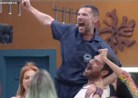 Alex comemora ao escapar da roça após vencer prova do fazendeiro