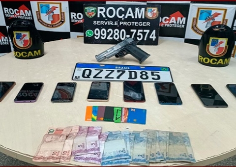 Assaltantes são presos com arma e celulares após arrastão em Manaus