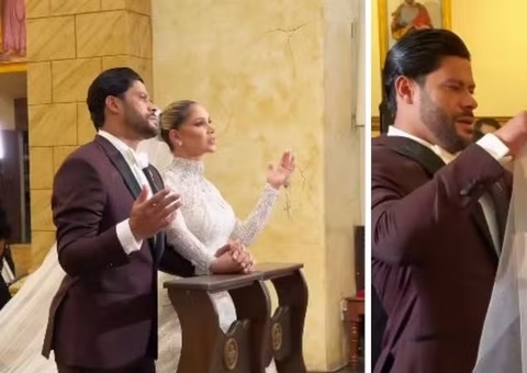 Hulk Paraíba e Camila Ângelo se casam em cerimônia religiosa