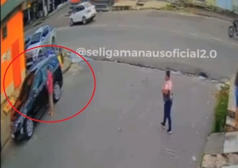 Criminoso é flagrado ao usar chapolin para roubar carro na Cidade Nova