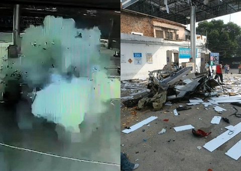 Carro explode em posto de combustível e deixa idoso em estado grave; Vídeo