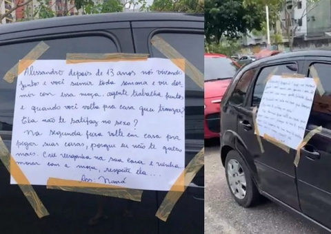 Mulher traída termina casamento após deixar bilhete no carro do marido