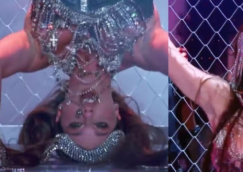 Alice Wegmann encarna Anitta e impressiona com quadradinho de 8 no Domingão