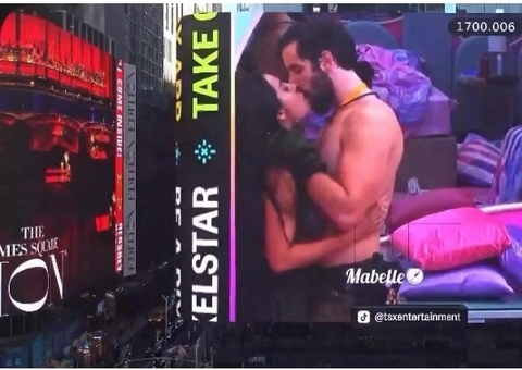 Vídeo de Isabelle aos beijos com Matteus é transmitido na Times Square