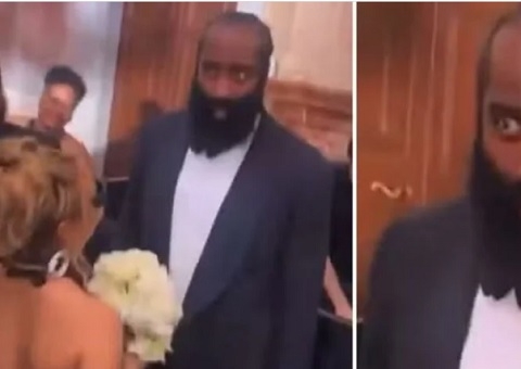 Astro da NBA, James Harden tem reação inusitada após namorada pegar buquê; vídeo