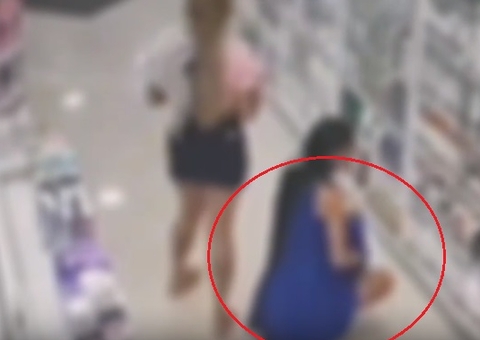 Suspeita de furtar 30 drogarias colocava produtos na calcinha em Manaus; vídeo