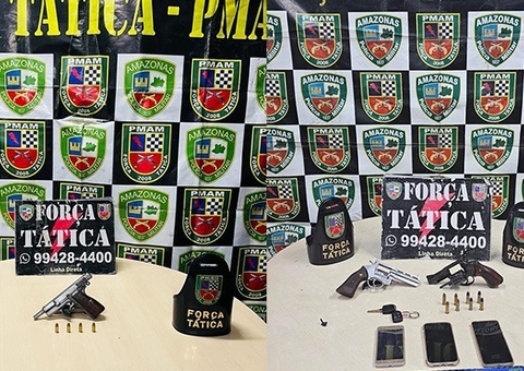 Trio é preso com armas após denúncia em Manaus