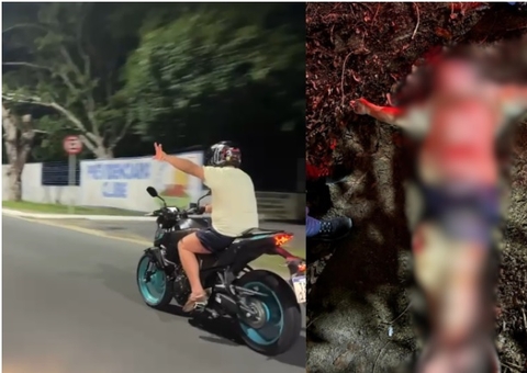 Veja momento em que motociclista morre ao bater em árvore na Avenida do Turismo
