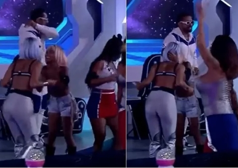 Após suposta masturbação em MC Gui, Aline beija Sthe durante festa e diz: 'Só pego mulheres'