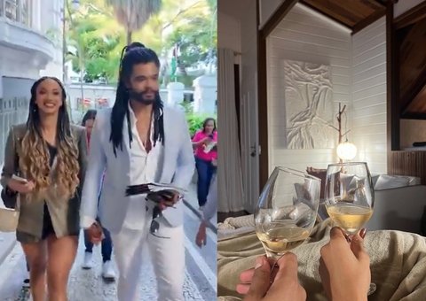 Ex-BBBs Aline Patriarca e Diogo Almeida surgem de mãos dadas e curtem viagem juntos