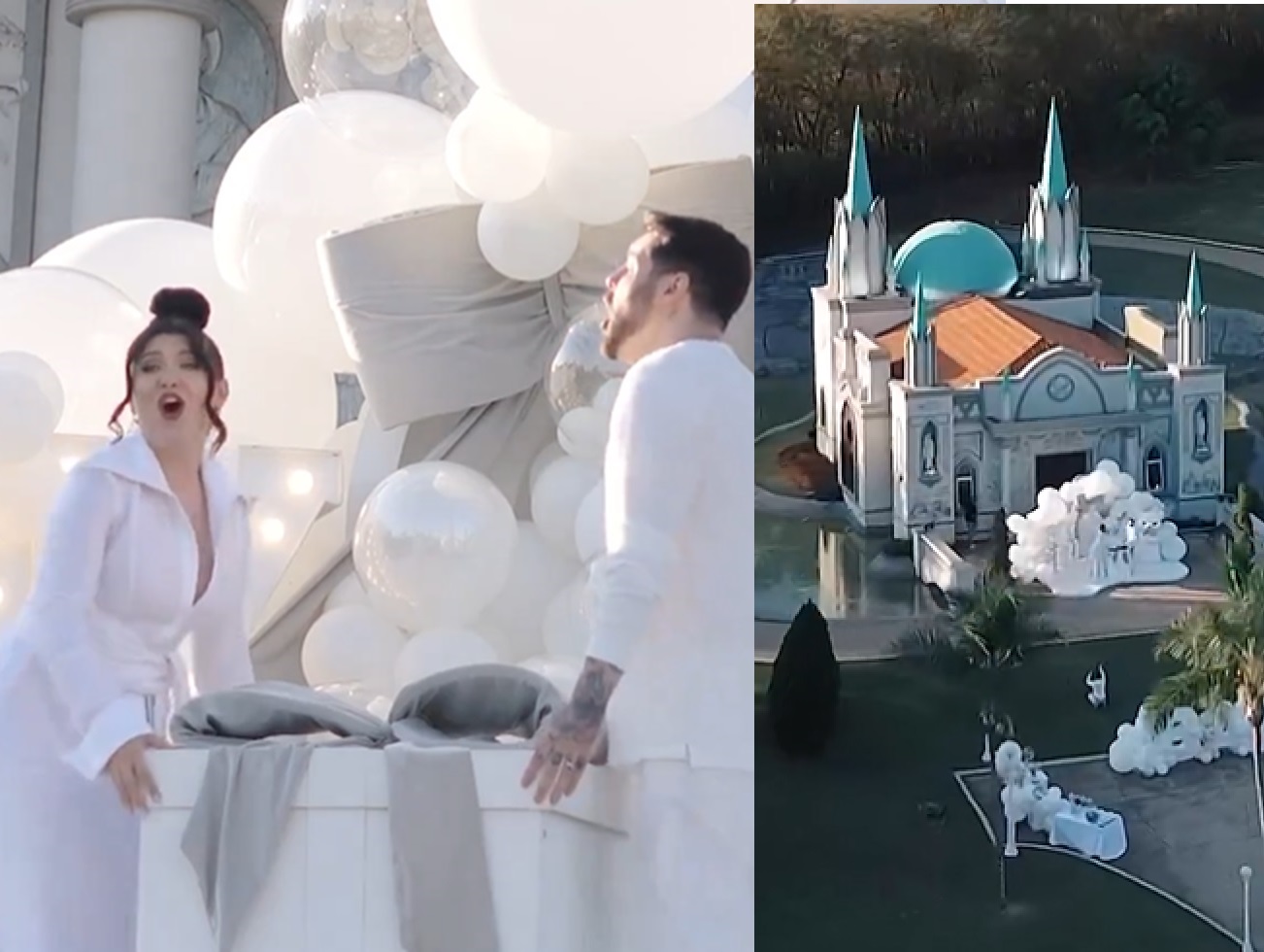 Em 'castelo', ex-BBBs Nasser e Andressa descobrem sexo de 1º filho; vídeo