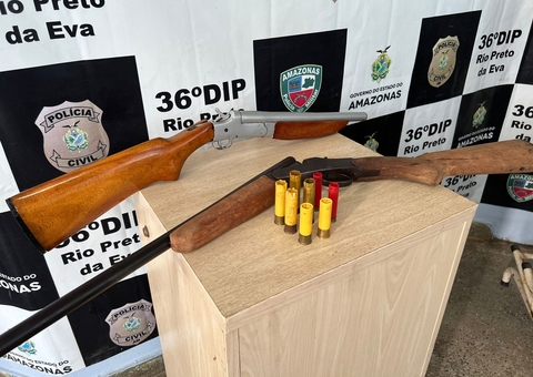Armas usadas em suposta caça ilegal são apreendidas no Rio Preto da Eva