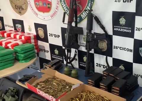 Polícia apreende carga de cocaína e arsenal de guerra avaliado em R$ 4,5 milhões no Amazonas 