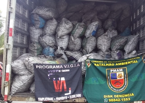 Polícia apreende 400 sacas de carvão vegetal ilegal em Manaus