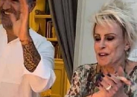 Ana Maria Braga dá beijão em comemoração ao aniversário do namorado Fábio Arruda