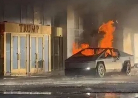 Picape da Tesla explode em frente a hotel de Trump em Las Vegas