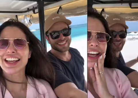 Laís Caldas e Gustavo Marsengo curtem lua de mel em resort nas Maldivas