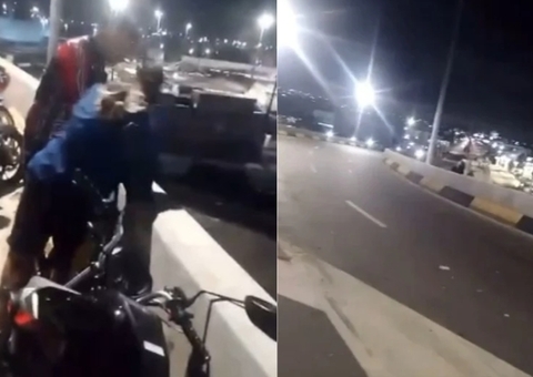 Motociclista perde o controle e morre ao cair do viaduto Rei Pelé; vídeo