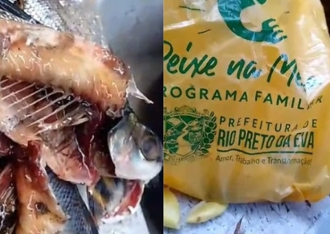 Morador acusa Prefeitura de Rio Preto da Eva de distribuir peixe podre; vídeo