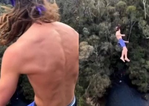 Jovem sofre fraturas ao tentar bater recorde de mergulho mortal; vídeo