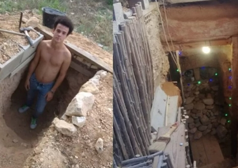 Jovem constrói caverna no quintal de casa após briga com os pais 