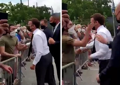 Presidente da França, Emmanuel Macron leva tapa no rosto; vídeo