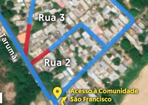 Ruas da Comunidade São Francisco serão interditadas, em Manaus
