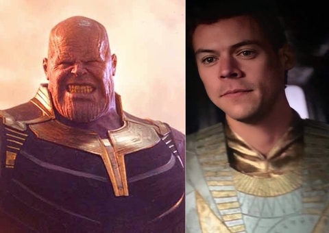 Cena vazada de Eternos mostra Harry Styles como Eros, irmão de Thanos
