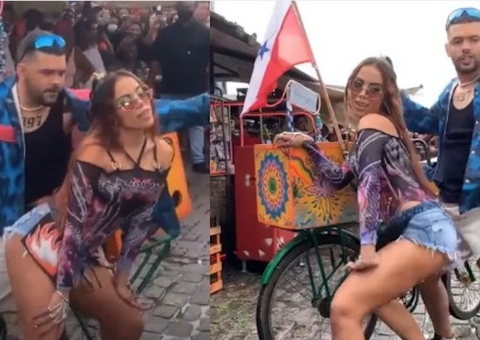 Anitta rebola 'com gosto' em Pedro Sampaio durante gravação de clipe; Assista