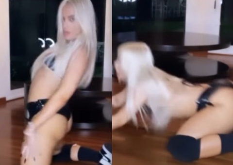 De quatro, Luísa Sonza hipnotiza em série de posições sensuais em challenge