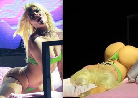 De fio dental, Luísa Sonza faz performance erótica no palco e divide opiniões; vídeos