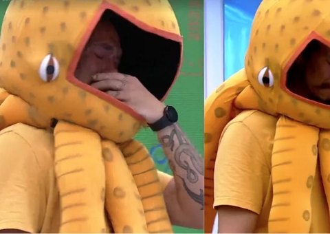 Eliezer critica Natália após briga, chora fantasiado de polvo e vira chacota