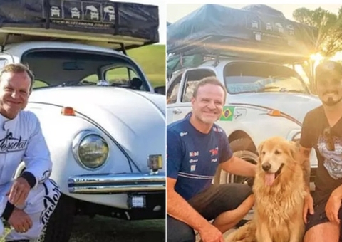 Rubens Barrichello homenageia influencer Jesse Koz cão Shurastey