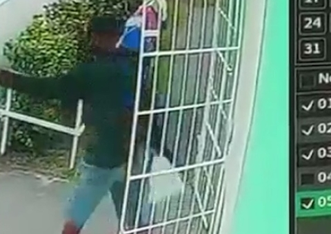 Vídeo mostra homem assaltando UBS em plena luz do dia em Manaus 