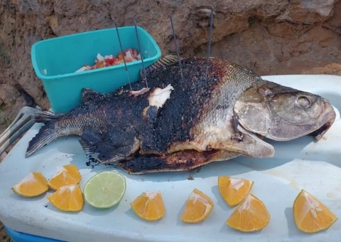 Menina faz aniversário às margens do Rio Madeira e tem peixe assado como bolo