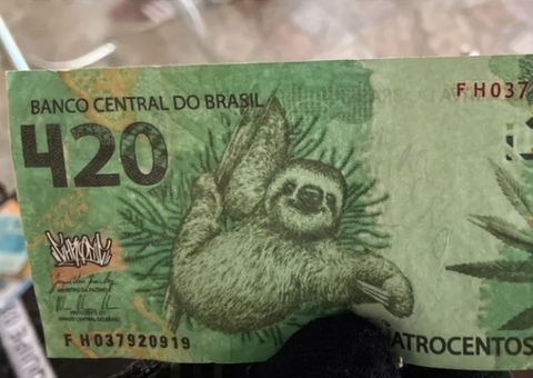 PF apreende nota de R$ 420 estampada com bicho-preguiça e maconha