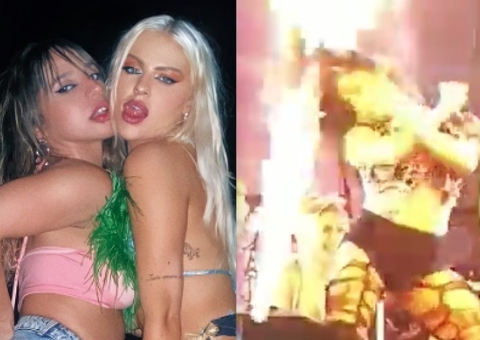 Cabelo de dançarina de Luísa Sonza pega fogo e chama é apagada de forma surpreendente; vídeo