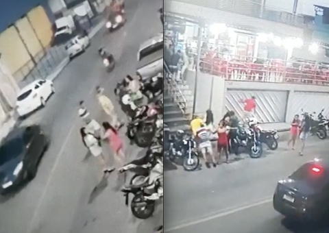 Vídeo mostra momento em que homem é crivado de balas e mulher leva tiro no olho em Manaus