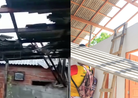 Famílias recebem ajuda após casas serem destelhadas durante temporal em Parintins