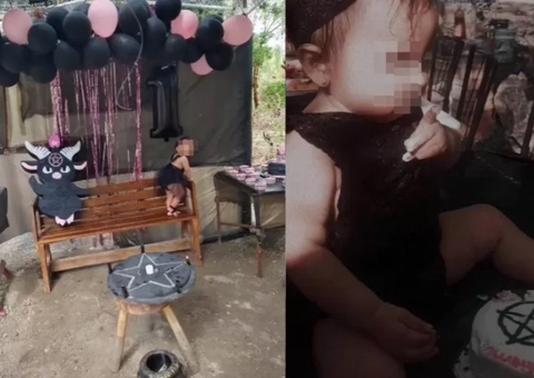 Mulher polemiza ao fazer aniversário para filha com tema ‘satânico’