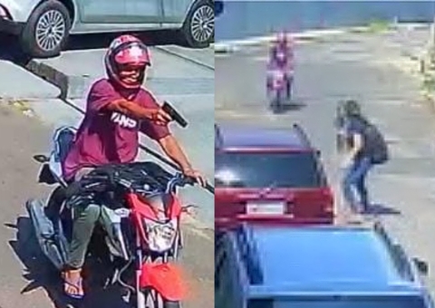 Câmera flagra motociclista assaltando mulher em plena luz do dia em Manaus