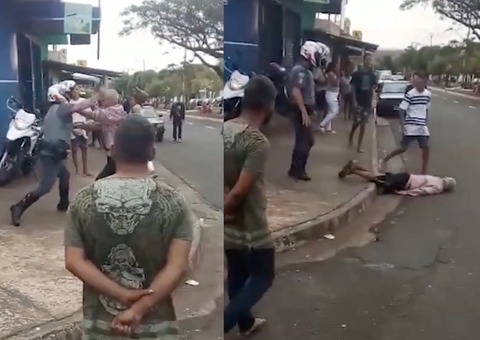 Idoso desmaia após levar soco de policial que abordava adolescente; vídeo